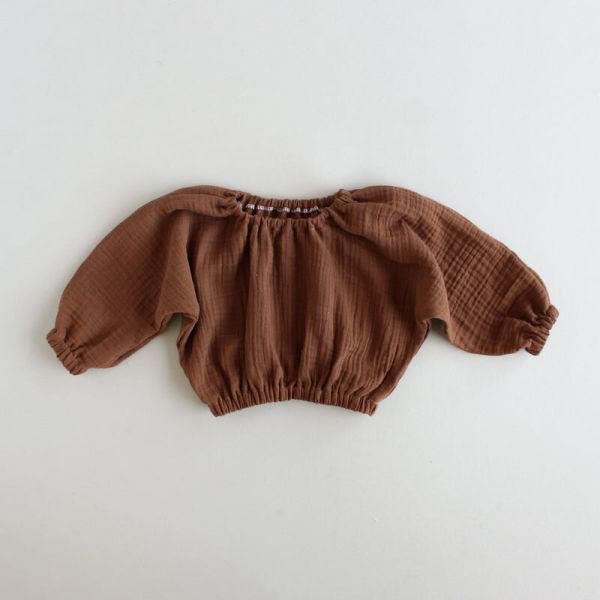 Маленькие девочки 100% хлопчатобумажные блузки из муслиновой ткани с длинными рукавами