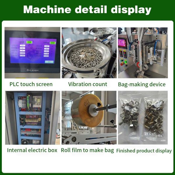 Máquina de embalagem de parafuso totalmente automática duas vasilhas de vibradores hardware parafuso parafuso para contar sacos de embalagem