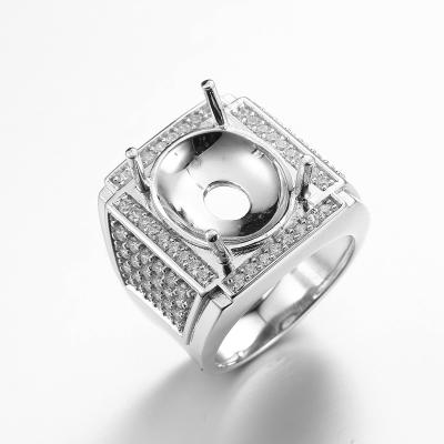 O paizinho Ring Male Rings 925 CZ de prata soa a pedra azul 14*17mm do nascimento