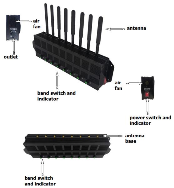 Jammer móvel do sinal do telefone celular do construtor da radiofrequência G/M/4g para grandes áreas