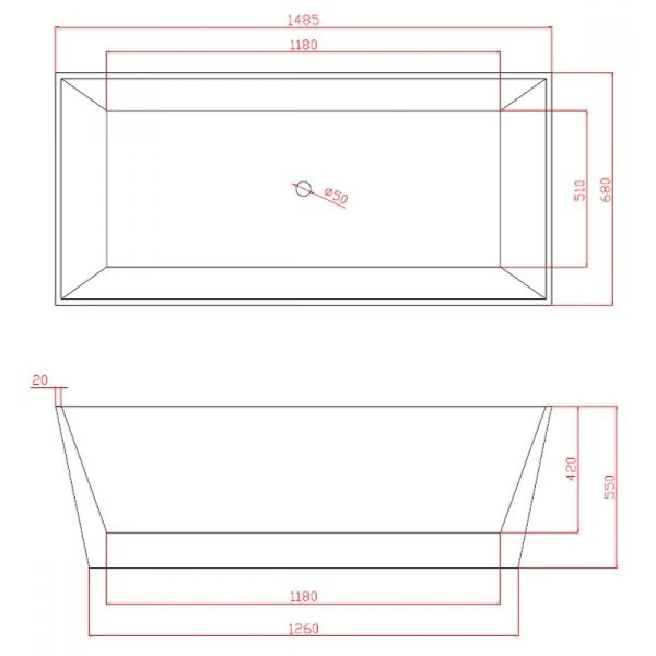 Eco-Friendly Materials Narrow Rim Border Design Freestanding Tub Acrylic