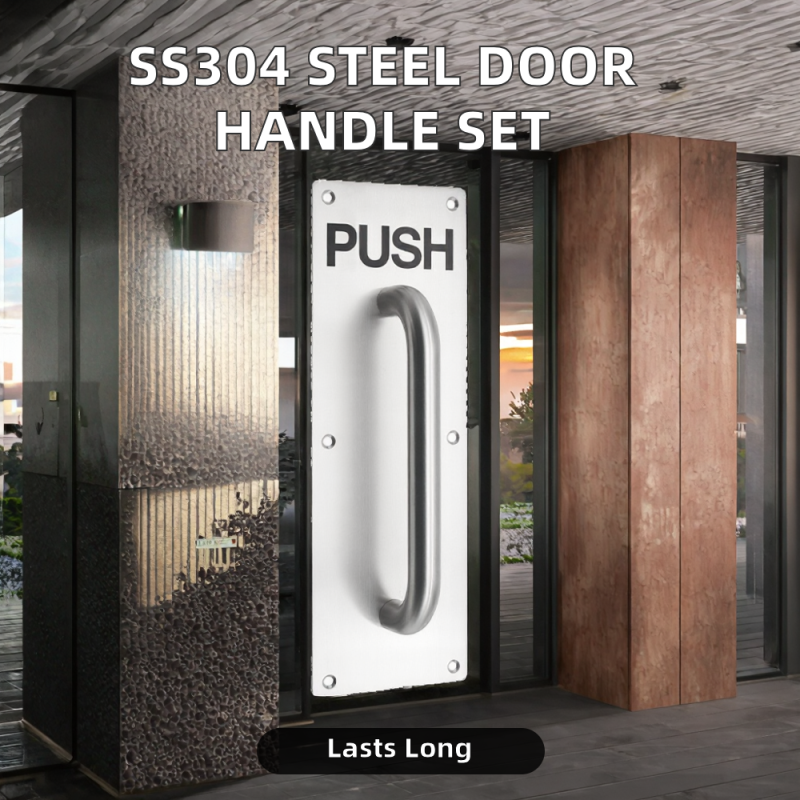 Modern Sleek Stainless Steel 304 (SS304) Ambidextrous Touch Control Entrance Door Handle Push Pull Plate Design Easy 2-Year