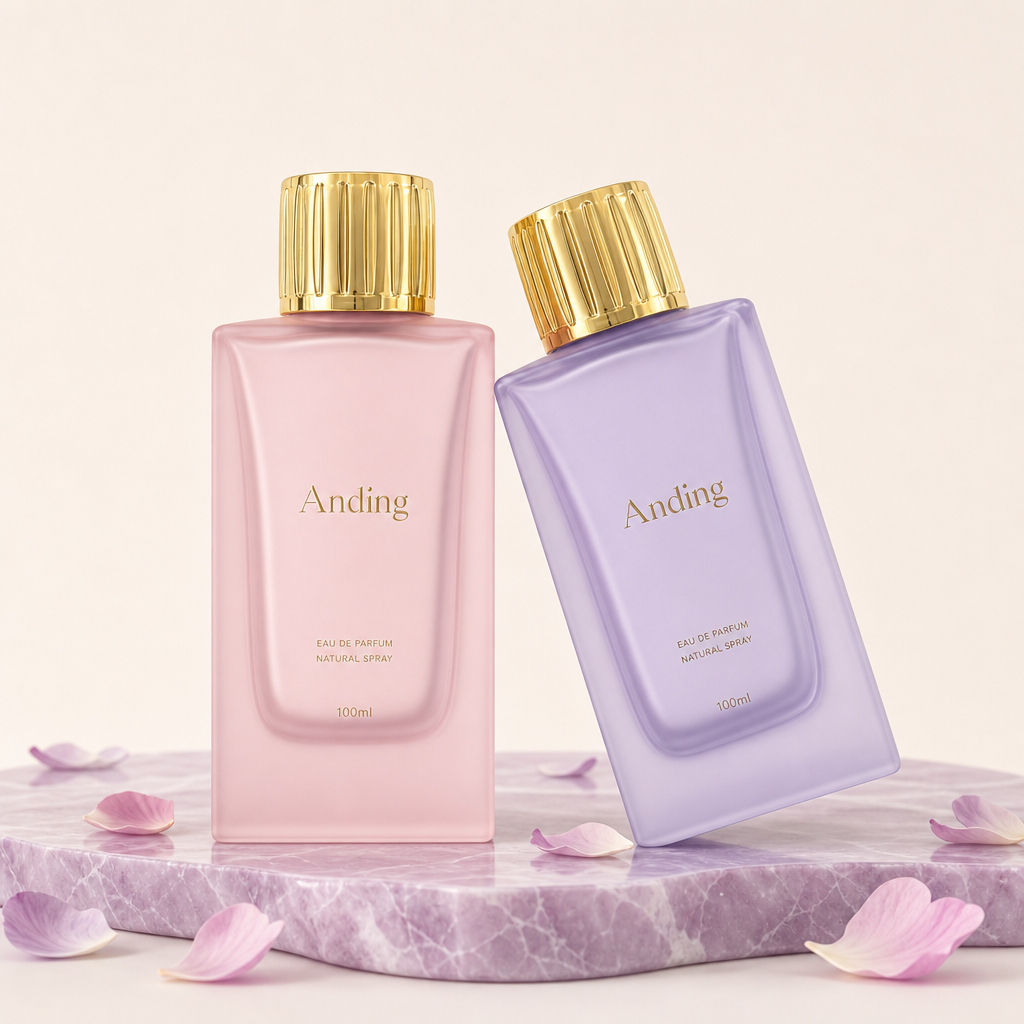 Anding Stock Wholesale Bulk Custom logo Rectangle Frosted Gradient Luxury Empty Perfume Bottle 100ml
