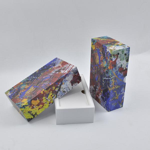 Custom size colorful square box graffiti printing packaging cardboard with lid and bottom box