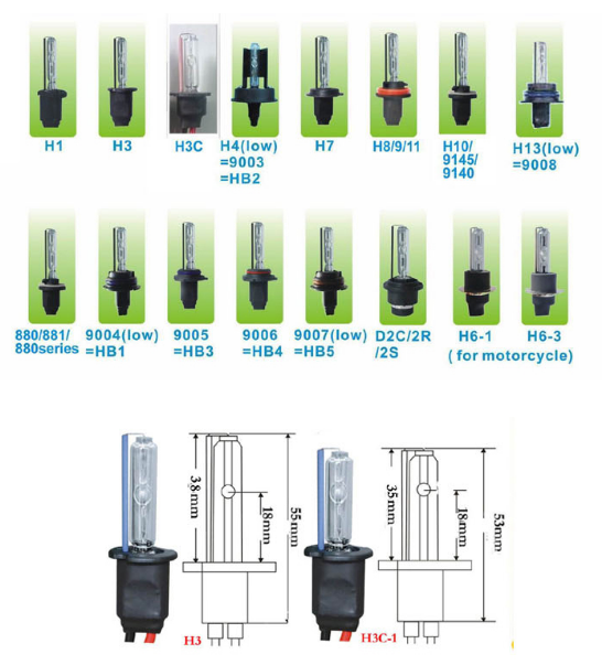 55W 9005 9006 Automotive Wiring Accessories , Xenon HID Head Lamp Kit H1 H3 H4 H7 H9 H11