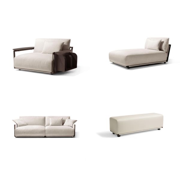 White Contemporary Modern Sofa Set , Adam Living Room Armchair Rear Pockets