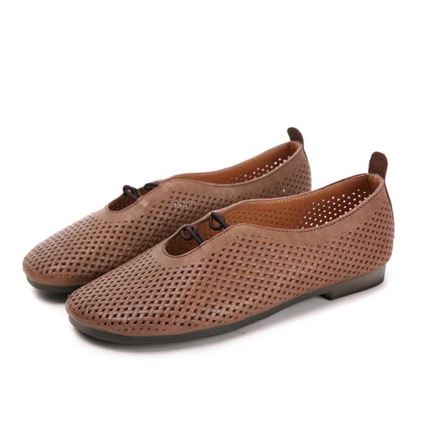 S151 Factory hollow leather retro casual flat shoes ethnic art fashion all-match spring and summer new women's shoes pro
