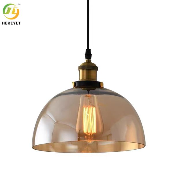 Modern Amber LED Glass Pendant Light 40 Watt For Home Hotel