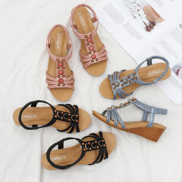 BS055 Platform Wedge Heel Mid-Heel Ladies Sandals 2020 Summer New Style European And American Retro Casual Fashion All-M