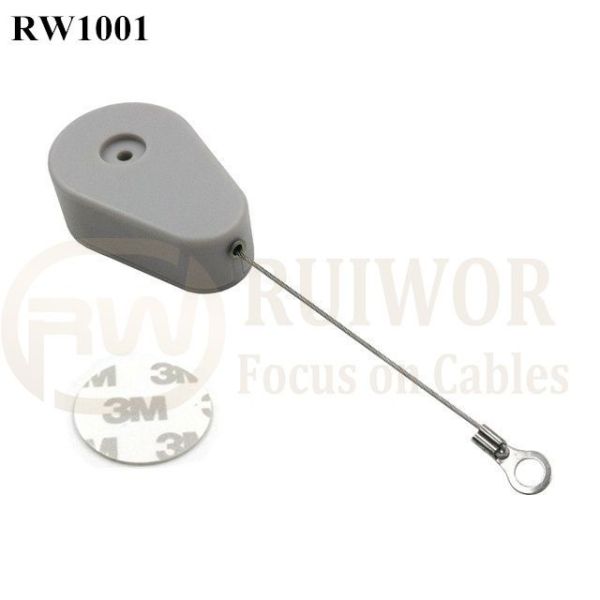 RW1001 Drop-Shaped Retractable Security Tether With Ring Terminal Inner Hole 3mm 4mm 5mm For Option
