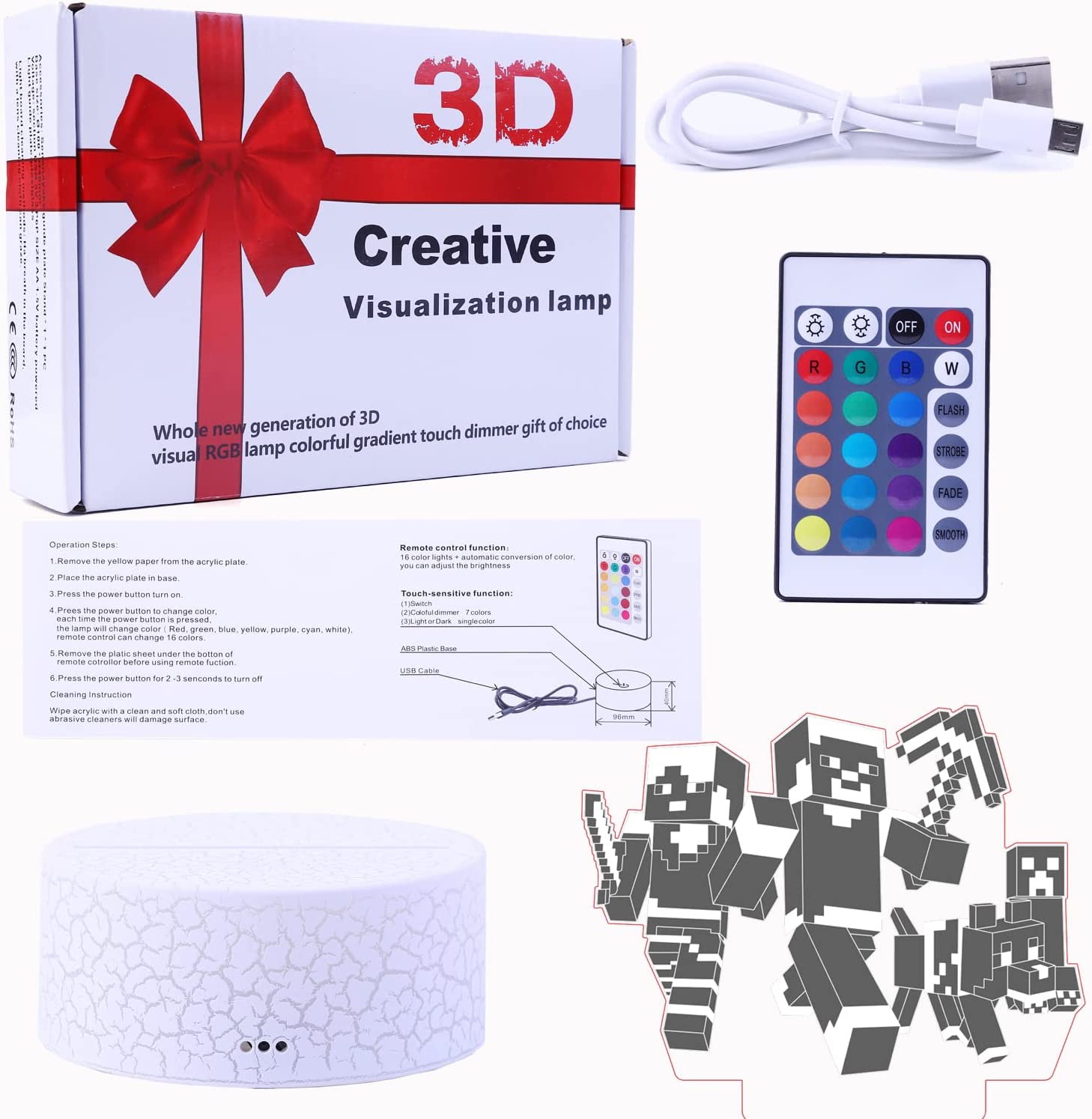 Акриловые подарки игр ящика с песком света ночи ремесла шахты касания 3D 06 3d