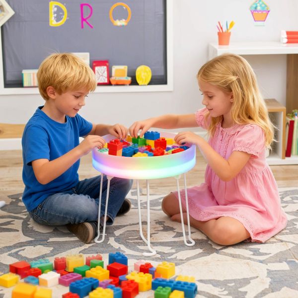 Interactive Kids' Foldable Touch Table with Color-Changing Lights and Music Waterproof Educational Sensory Toy for Children