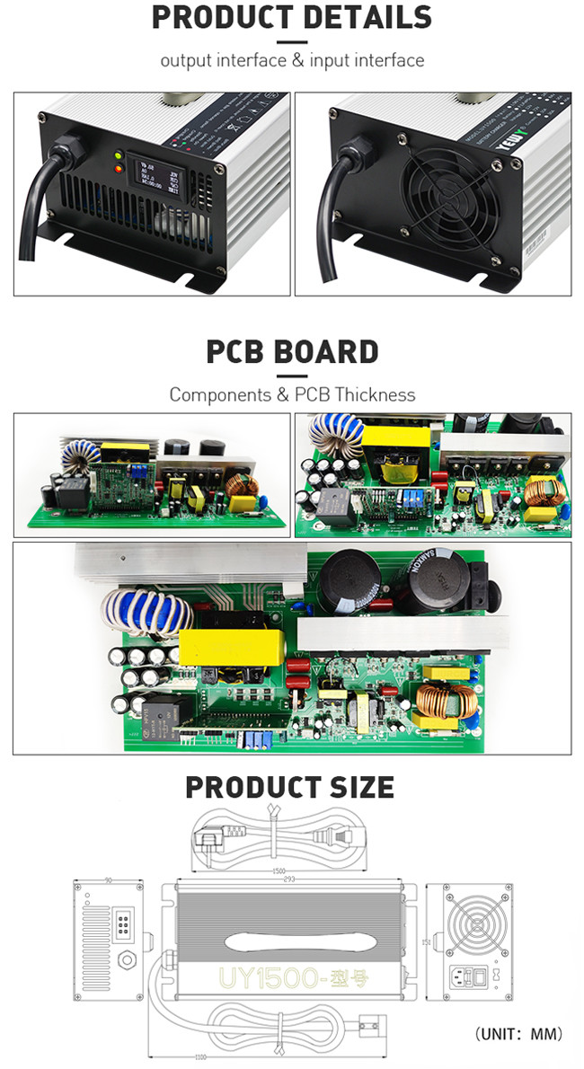 дисплей LCD эффективности заряжателей наивысшей мощности 1500W 45A 24V умный
