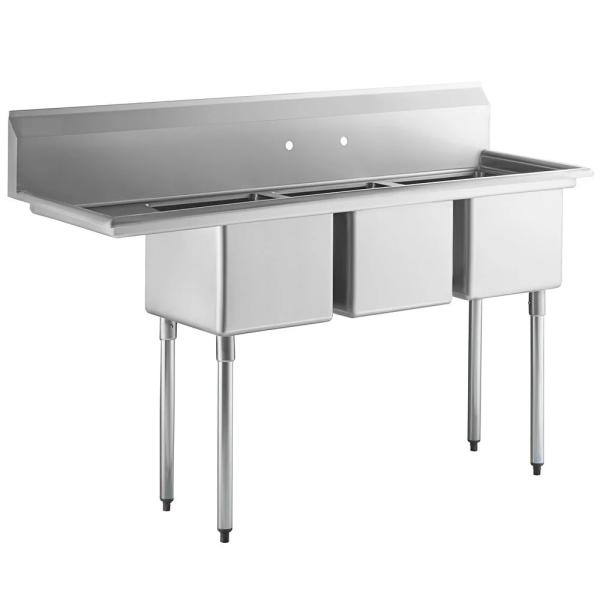 Dissipador industrial do compartimento dos componentes três da cozinha 3 304 do restaurante comercial de aço inoxidável autônomo