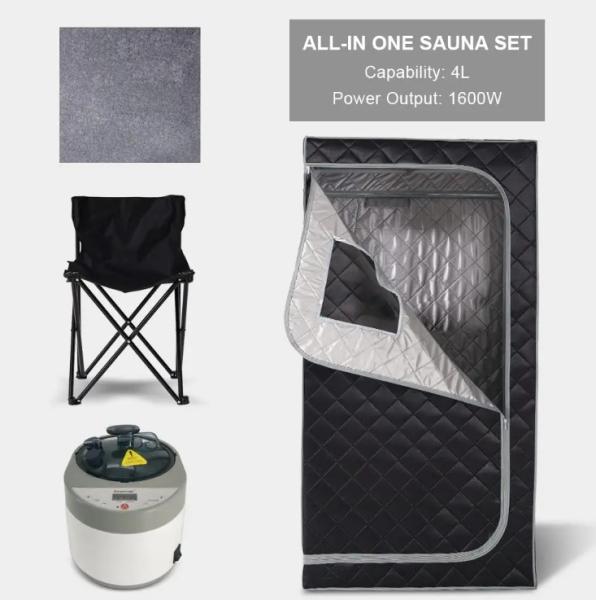 Full Body Home Steam Sauna Set, 4L Steamer Large Portable Foldable Steam Sauna 1-2 Person