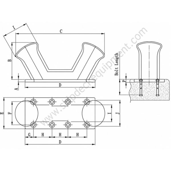 20–200T Bolted Anchorage Double Bitt Dock Bollard | Cast Steel / Ductile Iron Inclined Mooring Bollard