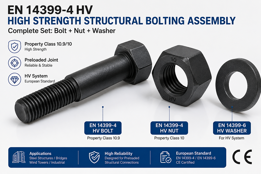 EN 14399-10 Cup Head HRC Grade 10.9 Structural Bolts Black Oxide