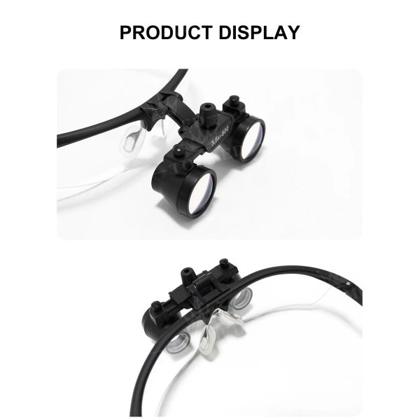 Double Lens Dental Loupe 2.5/3.5X Magnifying Glass With Led Light Surgical Loupe