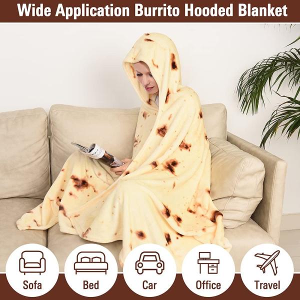 60 X 80Inch  Burritos Tortilla Wearable Hooded Blanket