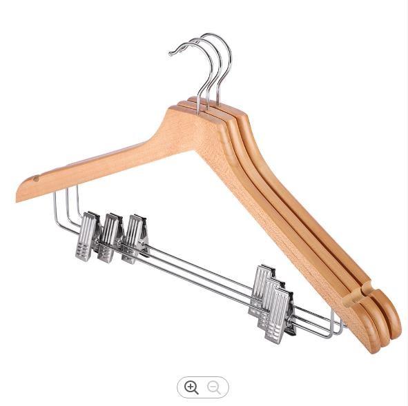 1.5cm Wooden Clothes Hanger Clips , Wardrobe Solid Wood Coat Hanger