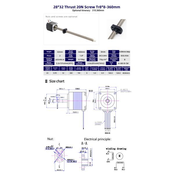 80 Degree Temperature Rise Nema 11 Linear Stepper Motor for Precise Linear Actuation