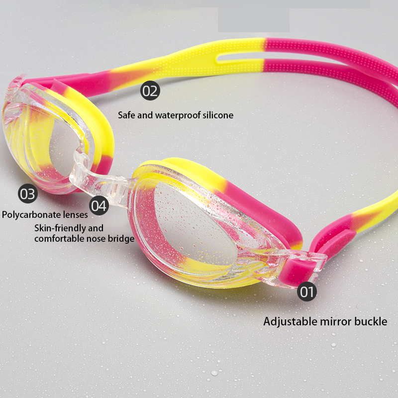 Contrast Color Waterproof Silicone Swimming Goggles Electroplating