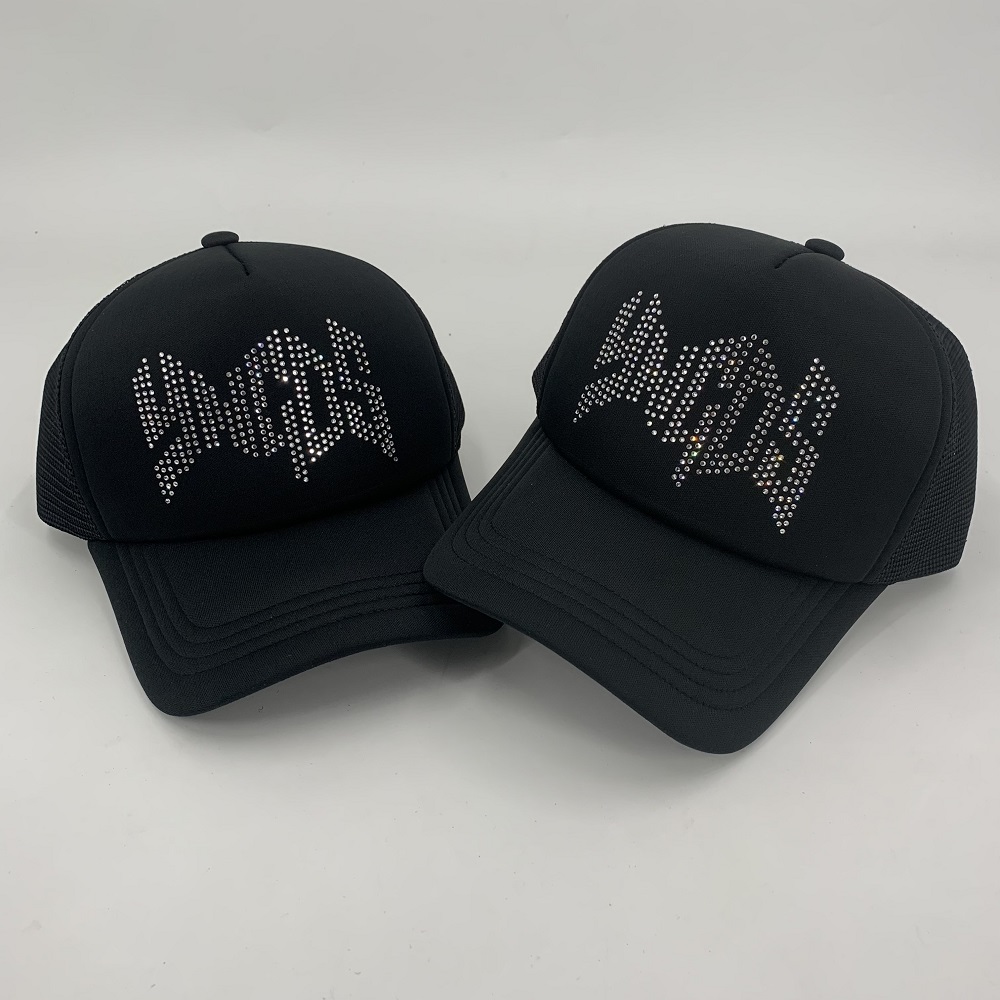 Custom Crystal Diamond Trucker Hats 3M Reflection Night Light Embroidered
