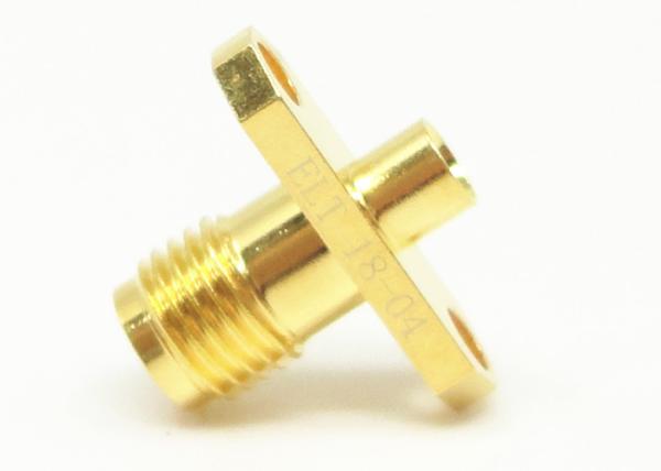 Os 2 furos fêmeas flangeiam o conector 50Ohm chapeado ouro da montagem SMA RF