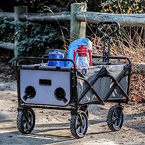 Custom Wholesale Outdoor Push Pull Collapsible Easy To Carry Camping Folding Wagon With Big Wheels