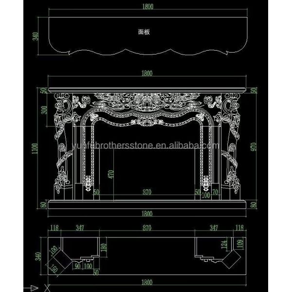 Modern Design White Marble Fireplace Surround for Wall Mounted Installation