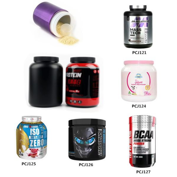 Large Capacity HDPE Black Empty Protein Powder Tubs 4500ml Sports Nutrition Bottle