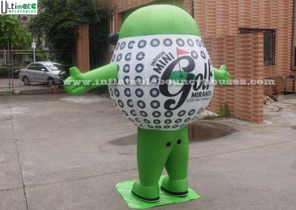 Inflatables de anúncio bonito, desenhos animados moventes da bola de golfe inflável
