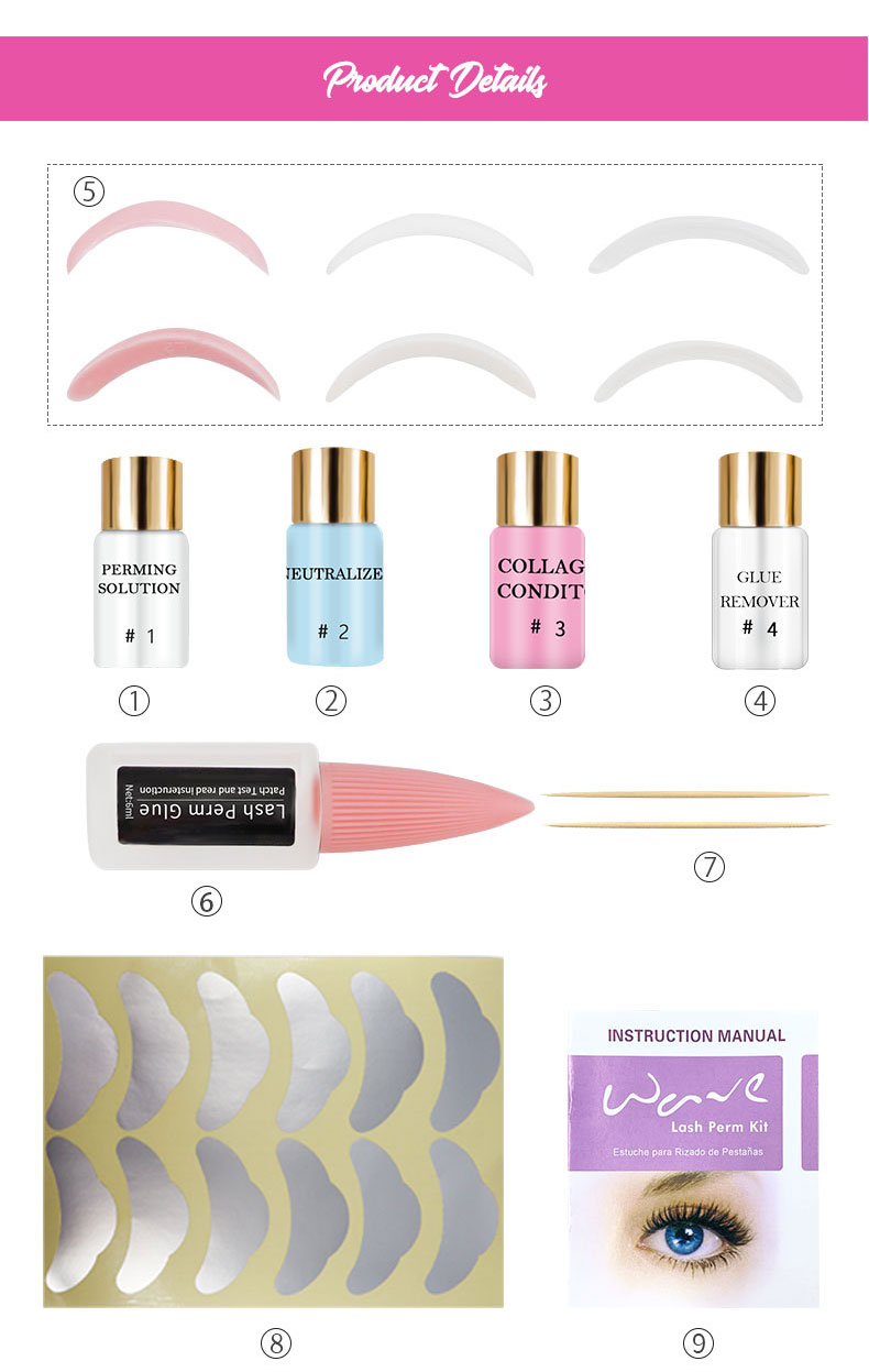 Розовое слоение 2 чела салона DIY в 1 наборе перми брови Eyelash& набора подъема ресницы