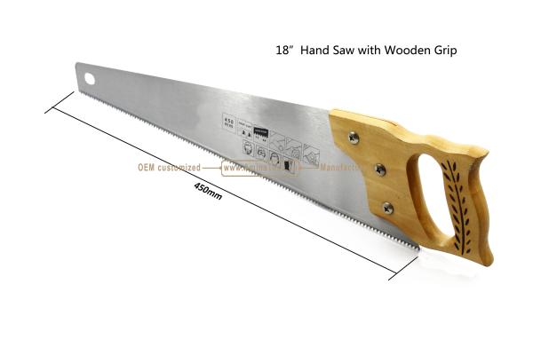 Aminatech 18”Hand Saw with Wooden Grip,Cutting Wood,Pruning the Garden
