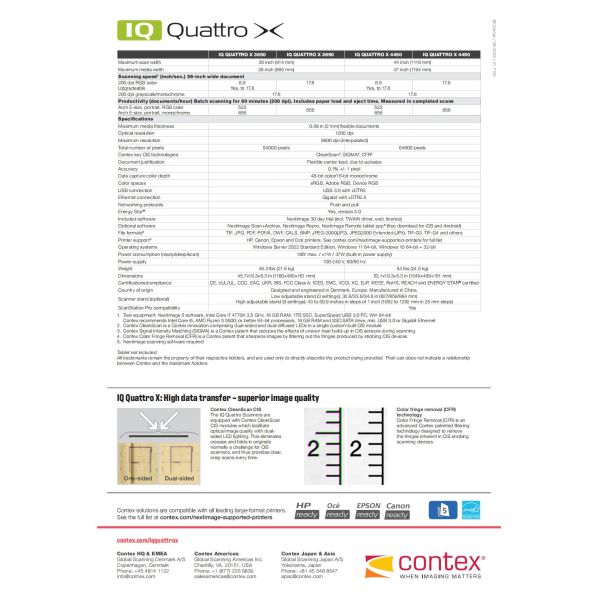 CONTEX IQ Quattro Series Large Format CIS Technology Engineering Scanner Blueprint Map Scanner IQ Quattro X4450 (B0+high-speed)