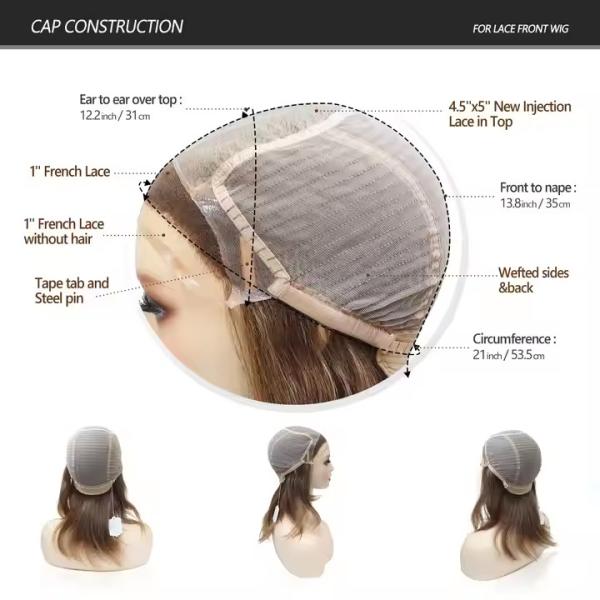 Jewish Wigs Brown Injection Silk Top Kosher Lace Front Jewish Wigs New Glueless Silk Top Human Hair short European Hair Jewish Wig
