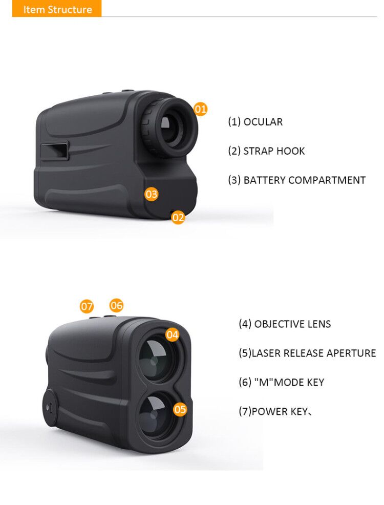 Черный дальномер лазера гольфа цифров камеры дальномера 6X