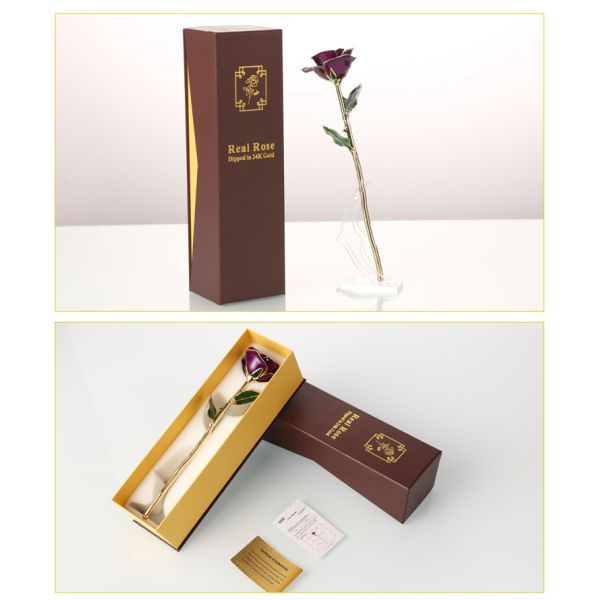 Wholesale High Quality 24K Gold Dipped Real Natural Rose  Artificial Roses for Valentines Day Gifts
