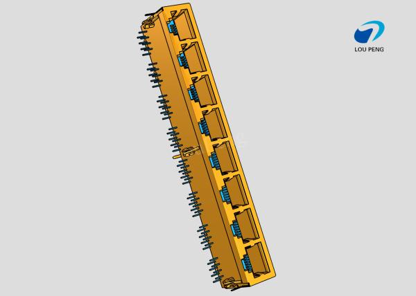 RJ45 8-port jack Cat.5 THT angled