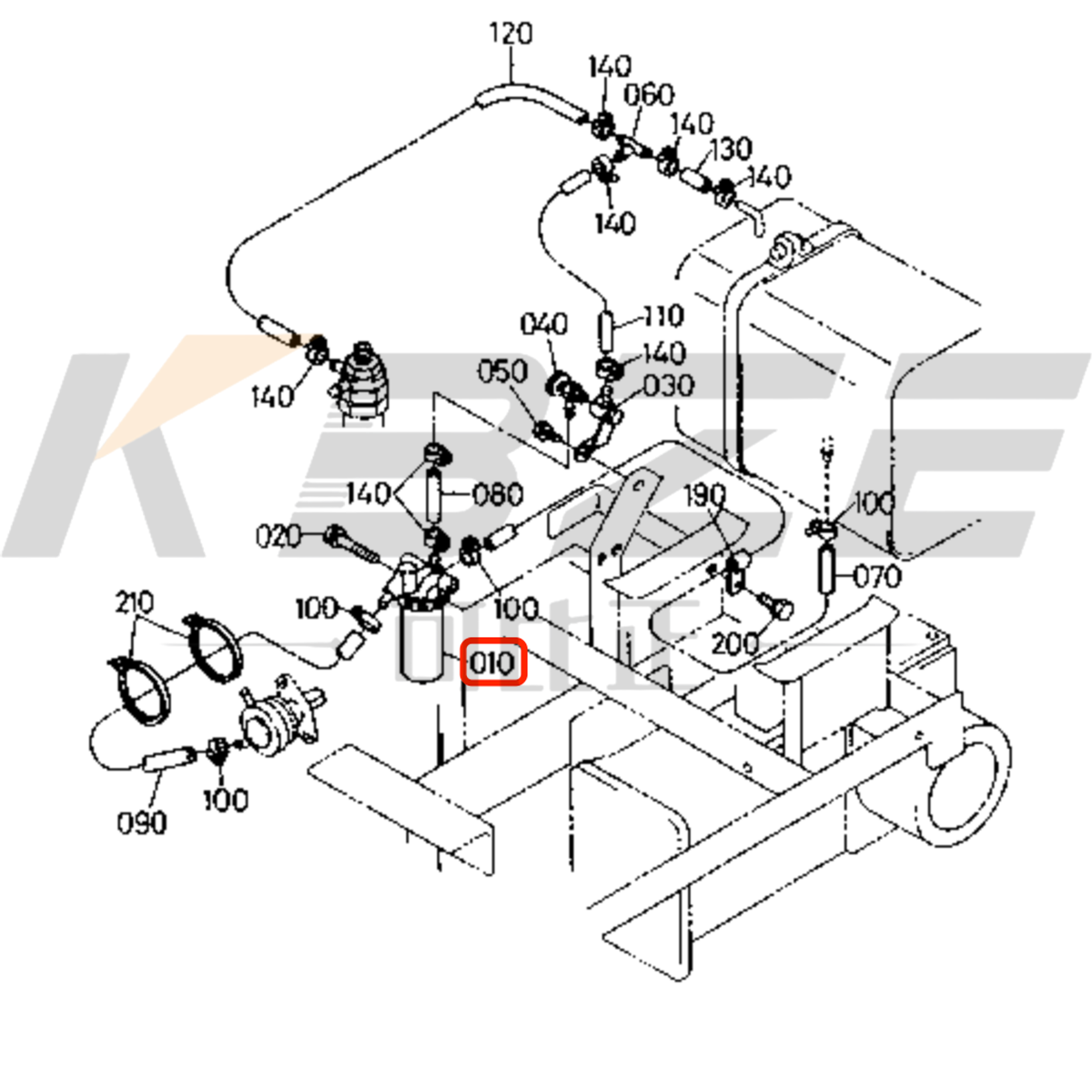 KBZE 15531-43011 KUBOTA GA70 15531-43010 ENSAMBLAJE FILTRO DE COMBUSTIBLE SE ADAPTA A RC-15FD-2 CF-1800