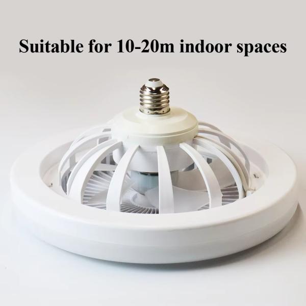 Ventilateur de plafond LED moderne de 30W dimmable avec douille E27 et vitesse du vent réglable pour chambre à coucher