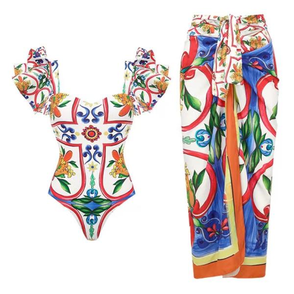 Regular Thickness Three Piece Swimwear For Women's Beachwear