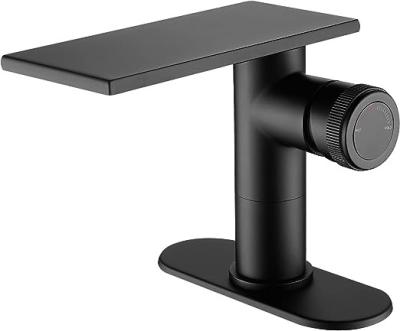 Matte Black Vanity Bathtub Waterfall Sink Faucet Tap Single Hole Cold And Hot