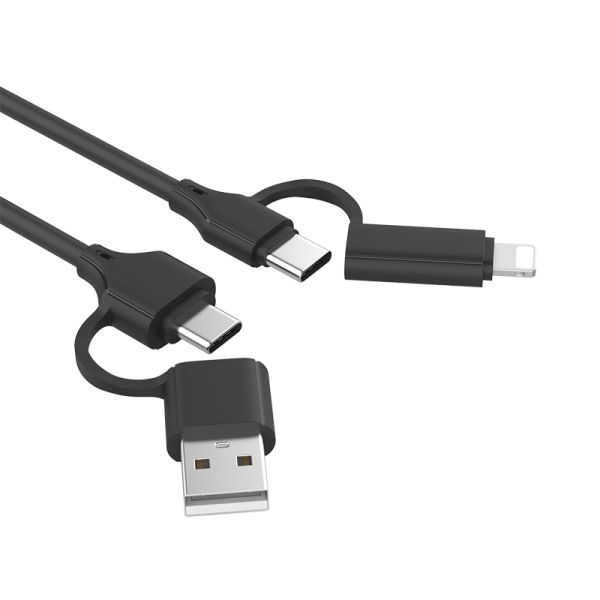Black /White Color 4 In 1 TPE USB Cable 3A CC60W / CL27W Length 1m Charging Cable
