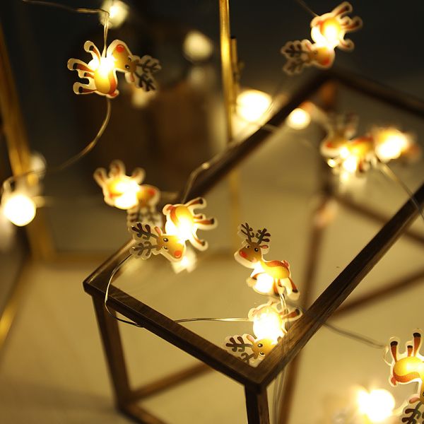 Santa Claus Scepter Snowflakes Elk Socks LED String Lights for Fairy Christmas Decoration