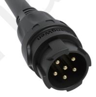 6pin Black M19 Waterproof Connector 15A Solder Overmolded Aluminum Alloy Shell Nylon IP67