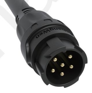 6pin Black M19 Waterproof Connector 15A Solder Overmolded Aluminum Alloy Shell Nylon IP67