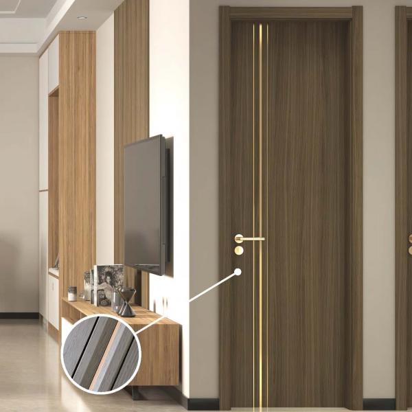 Modern Solid Hotel Melamine Wooden Interior Doors Soundproof Brown Grey
