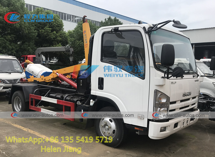 ISUZU 4x2 3 крен 2 тонн с мусоровоза подъема крюка с отделяемым хоппером