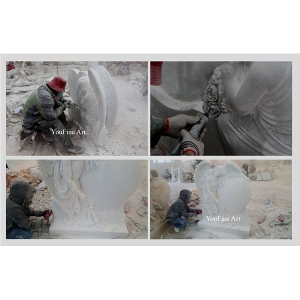 Hand Carved Marble Memorial Black Tombstones and Monuments for Sale